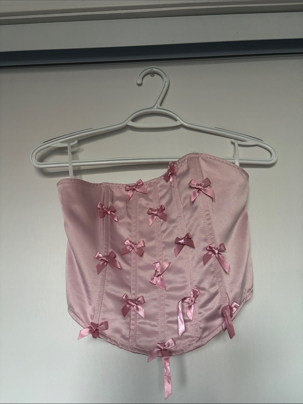 Pink Bow-Accent Satin Corset Top - Women's Intimates